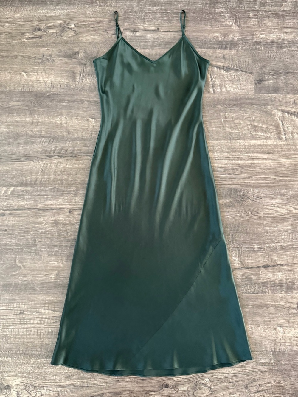 Quince Washable Silk Bias Cut Midi Dress Forest Green XS - Picture 8 of 15